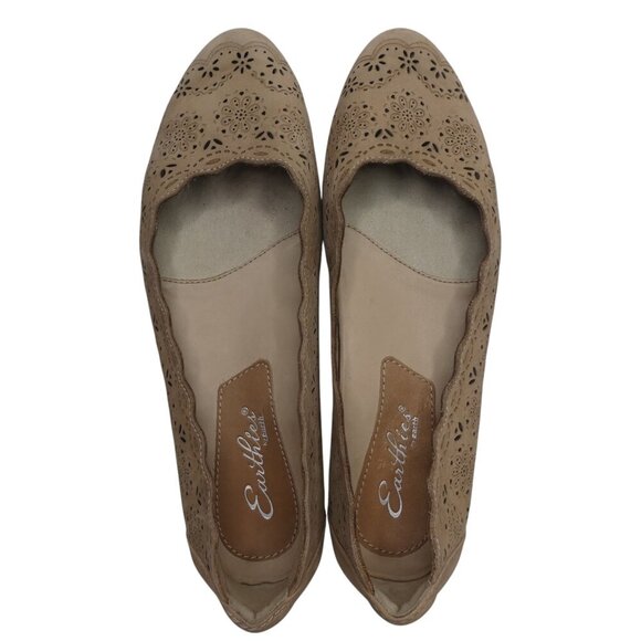 Earthies Lindi Biscuit Leather Lasercut Floral Ballet Flats Womens 8 - Picture 12 of 13
